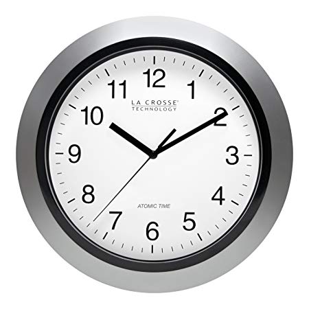 La Crosse Technology WT-3102S 10 Inch Silver Atomic Analog Wall Clock