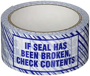 3M 371 Printed White Carton Sealing Tape - 2 in. x 55 yds. Adhesive Tape Roll with Blue “Check Contents if Seal has Been Broken” Lettering. Sealants and Adhesives