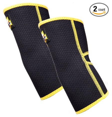 Elbow Sleeves Support (Pair) - Compression for Weight lifting, Cross Fit, Gym workout and Powerlifting. Neoprene Sleeve best for the weightlifting - For Men & Women - Premium Quality Gear