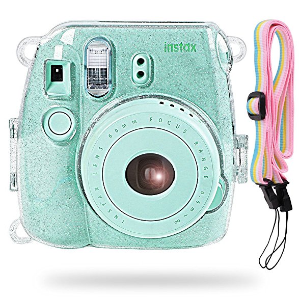 Katia Camera Case Bag for Fujifilm Instax Mini 9 Instant Camera , also for Fujifilm Instax Mini 8 Instant Film Camera with Strap - Shining Transparent