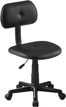 VECELO Armless Home Office Chair Low-Back Height Adjustable Stools for Desk/Computer/Task/Small Space, 360° Swivel, Set of 1, Black