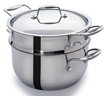 Culina Steamer Cookware with Insert 18/10 Heavy Gauge Stainless Steel 5 Qt Silver