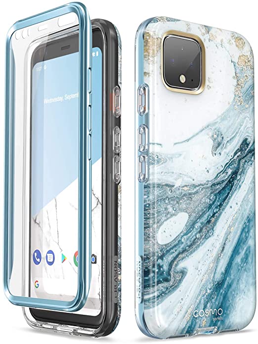 i-Blason Cosmo Case for Google Pixel 4 5.7 inch (2019 Release), Slim Full-Body Stylish Protective Case with Built-in Screen Protector (Blue)