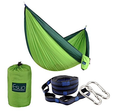 Esup Camping Hammock - Lightweight Nylon Portable Hammock, Best Parachute Hammock For Backpacking, Camping, Travel, Beach, Yard