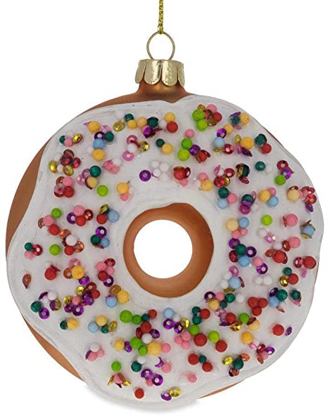 BestPysanky Doughnut Glass Christmas Ornament 3.8 Inches