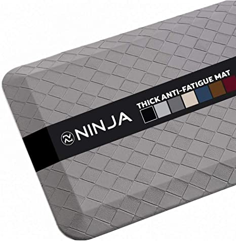 Ninja Brand Premium Floor Comfort Mat, Ergonomically Engineered, Extra Support Floor Pad, Commercial Grade Rug for Kitchen, Gaming, Office Standing Desk Mats, 17x24, Fog Gray