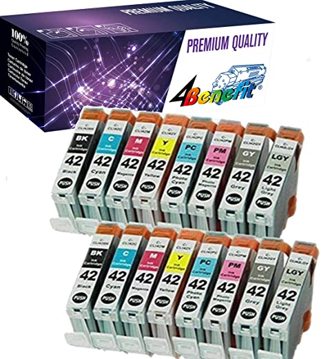 4Benefit CLI-42 8 Colors 2 Set Compatible Premium Ink Cartridge for CLI-42 Pixma Pro-100 (2 Black, 2 Cyan, 2 Gray, 2 Light Gray, 2 Magenta, 2 Yellow, 2 Photo Cyan, 2 Photo Magenta)