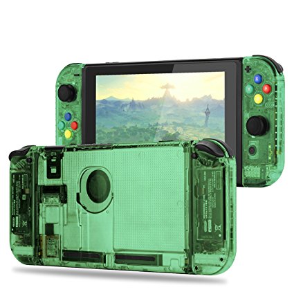 BASSTOP [Update Version] DIY Replacement Housing Shell Case Set for Switch NS NX Console and Right Left Switch Joy-Con Controller without Electronics (Set-Jungle Green)