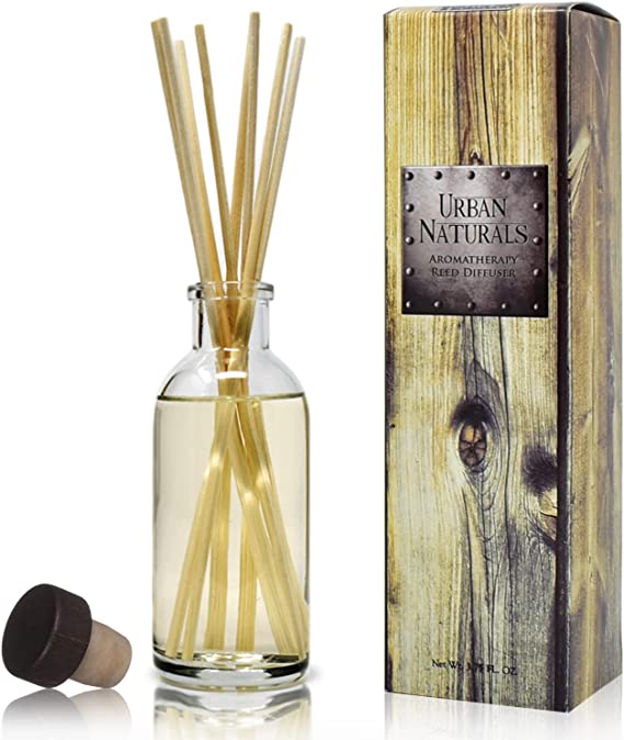 Urban Naturals Autumn Woods Reed Diffuser Set - Dark Walnut, English Lavender and White Amber - A Fresh, Earthy, Woodsy Fall Forage Scent - Made in The USA