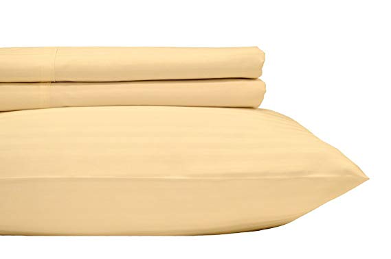 Royal's Stripe Ivory 800 Thread Count 4pc Queen Bed Sheet Set 100% Cotton, Sateen Stripe, Deep Pocket