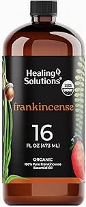 Healing Solutions Organic Frankincense Essential Oil Bulk, 16oz - 100% Pure Bulk Frankincense Oil - Therapeutic Grade for Aromatherapy, Diffuser, Relaxation - Frankincense Essential Oil Large Bottle