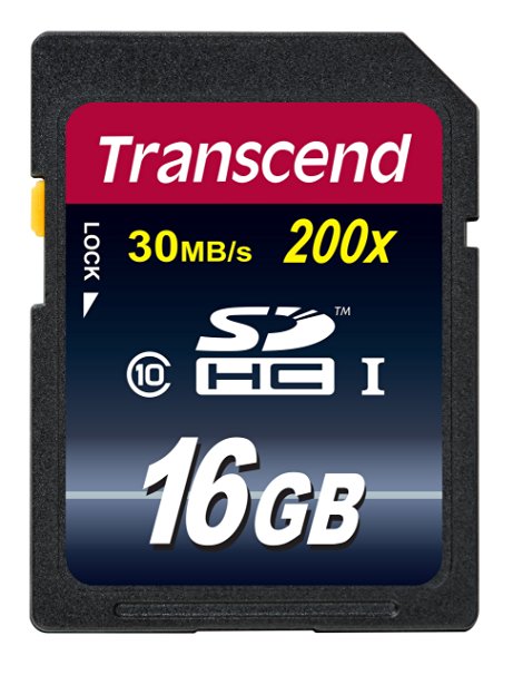 Transcend 16GB SDHC Class 10 Flash Memory Card Up to 30MB/s (TS16GSDHC10E)