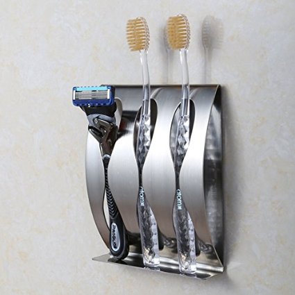 K-Steel Bathroom Stainless Steel Wall Mounted Toothbrush Holder with Paste iexclshy