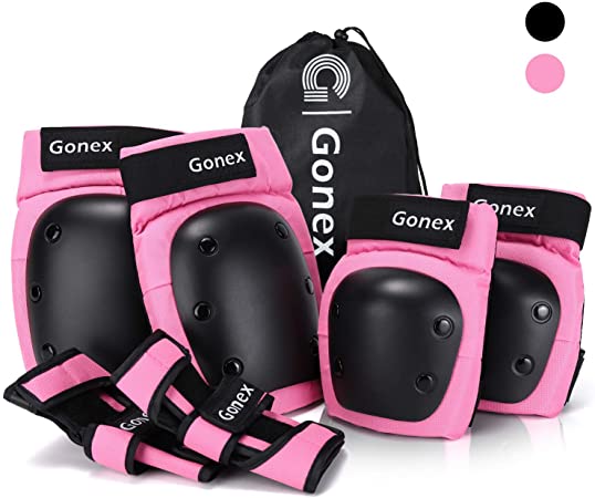 Gonex Skateboard Elbow Pads Knee Pads with Wrist Guards, Skate Pads for Kids Youth Adult 3 in 1 Protective Gear Set for Skateboarding Skating Cycling Biking Bicycle Scooter