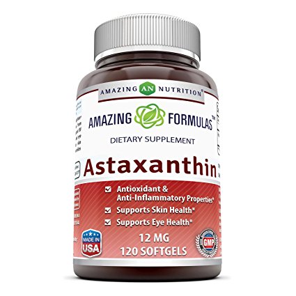 Amazing Nutrition Amazing Formulas Astaxanthin Dietary Supplement - 12Mg - 120 Softgels - Promotes Healthy Skin & Eyes - Powerful Antioxidant - Anti-Inflammatory Properties*