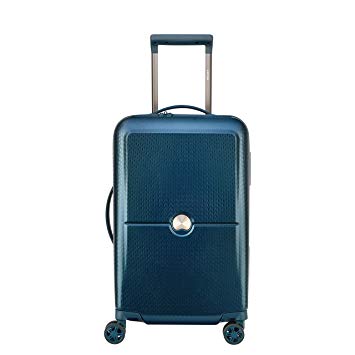 Delsey Luggage Turenne Carry-On, Hard Case Spinner Suitcase (Blue)