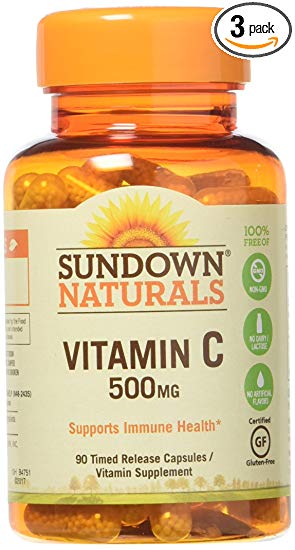 Sundown Vitamin C 500 mg Capsules Time Release 90 Capsules ( Pack of 3)