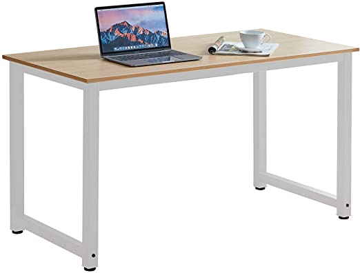 Halter Portable Simple Metal & Wood Desk|Easy Assembly | Multipurpose & Assembled Small Desk | Laptop Desk, Home/Office Desk, Bedroom & Living Room Desk|Urban & Modern Minimalist Style (Walnut-White)