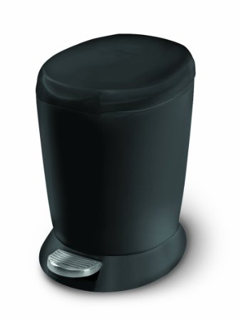 simplehuman Mini Round Step Trash Can, Black Plastic, 6L / 1.6 Gal