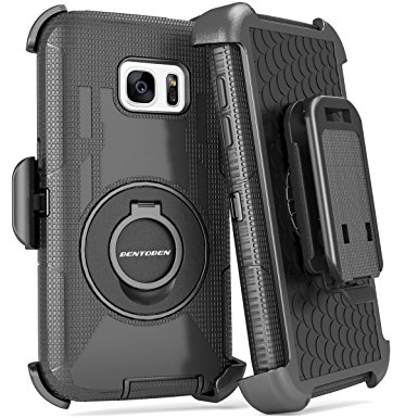 Galaxy S7 Case, S7 Case, BENTOBEN 4in1 Hybrid Shockproof Heavy Duty Rugged Full Body Protective Cover Built-in Rotating Kickstand Swivel Belt Clip Holster Case for Samsung Galaxy S7- Black