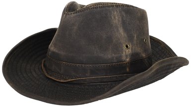 Dorfman Men's Scala Weathered Cotton With Chin Cord Outback Hat