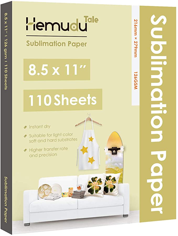 Hemudu Tale Sublimation Paper 110 Sheets 8.5x11 inch for Heat Transfer DIY Gift Compatible with Any Inkjet Printer with Sublimation Ink