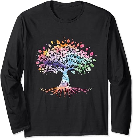 Colorful Life Is Really Good Vintage Unique Tree Art Gift Long Sleeve T-Shirt