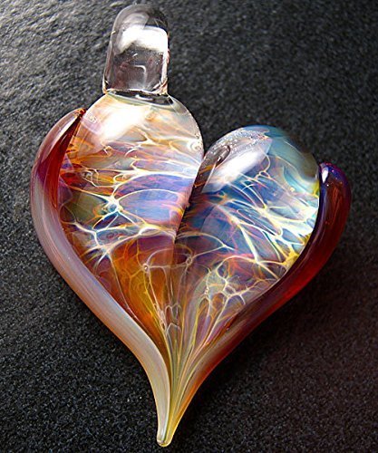 Heart pendant - Glass Heart Jewelry - Lampwork necklace focal charm handmade by Boomwire Glass
