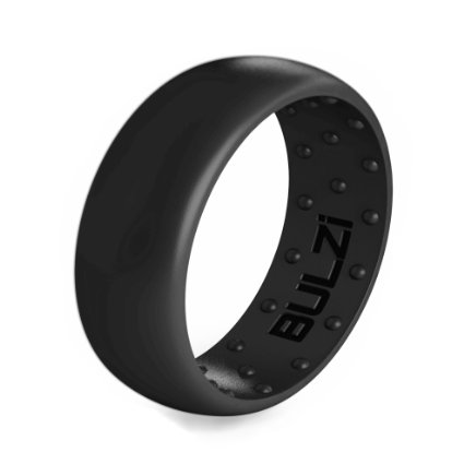 BULZi - Massaging Comfort Fit Silicone Wedding Ring - #1 Most Comfortable Men's Wedding Band - Round Edges with Flexible Work Safety 9mm Domed Design