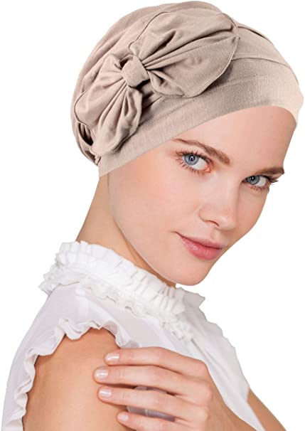 Lux Ultra Soft Bamboo Chemo Hat Flower Bow Cloche Beanie Cancer Cap Turban