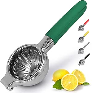 Zulay Lemon Squeezer Stainless Steel with Premium Heavy Duty Solid Metal Squeezer Bowl and Food Grade Silicone Handles - Large Manual Citrus Press Juicer and Lime Squeezer Stainless Steel (Green)