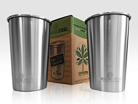 20oz Stainless Steel Cups (2 Pack) - By Greens Steel - The Imperial Pint Cup