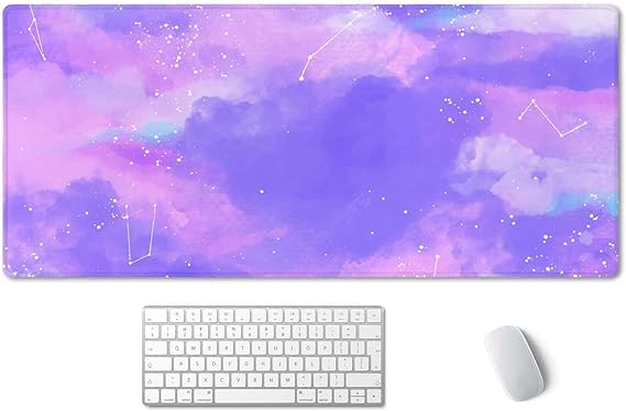 SSOIU Pink Pastel Desk Mat, Gorgeous Starry Sky Desk Pad, Cute Large Gaming Mousepad, Gamer Girl Desk Pad 35.5" X 15.7", Non-Slip Laptop Computer Keyboard Mousepad for Office and Home