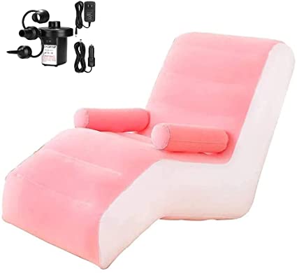unhg Inflatable Deck Chair with Household air Pump, Lounger Sofa for Indoor Living Room Bedroom, Outdoor Travel Camping Picnic (Pink)