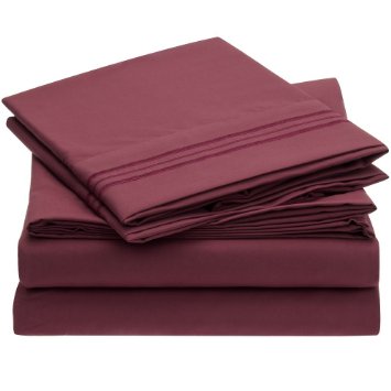 Ideal Linens Bed Sheet Set - 1800 Double Brushed Microfiber Bedding - 3 Piece (Twin XL, Burgundy)