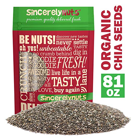 Sincerely Nuts Organic Black Chia Seeds (5lb bag) - Natural Superfood | Raw, Gluten Free, Vegan & Kosher | Healthy Snack Food & Smoothie Thickener | Protein, Omega 3, Fiber, Vitamins & Minerals