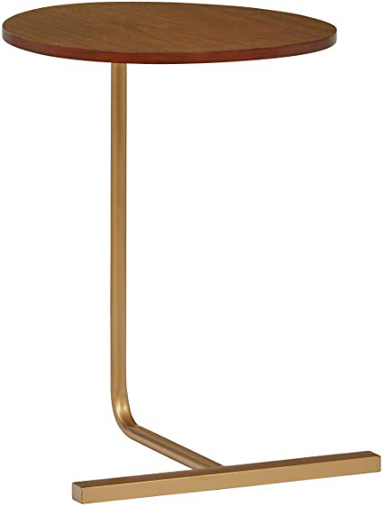 Rivet Modern End Table, 19.3 Inch Width, Natural and Gold