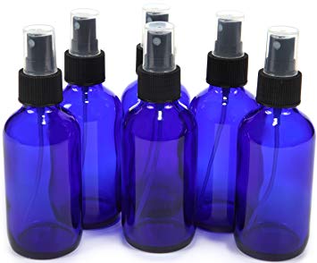 Vivaplex 6, Cobalt Blue, 4 oz Glass Bottles, with Black Fine Mist Sprayer