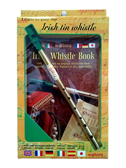 Waltons Irish D Tin Whistle and Book Pack - Fun & Colorful Tin - Irish & International Instrument - Perfect for Beginners, Intermediates, and Experts Perfect for St Patrick's Day