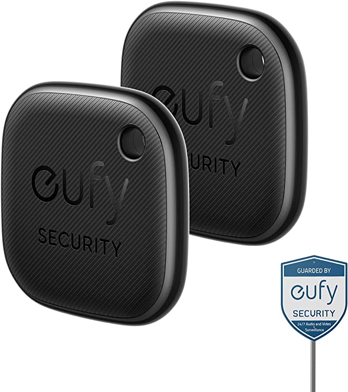 eufy Security SmartTrack Link (Black, 2-Pack), Works with Apple Find My (iOS), Key Finder, Bluetooth Tracker for Earbuds and Luggage, Phone Finder, Water Resistant, and eufy Security Yard Sign Bundle