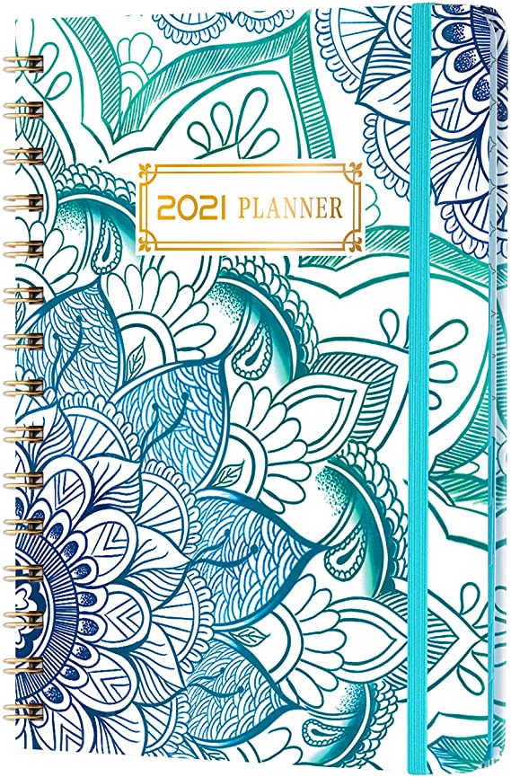 2021 Planner - Monthly Weekly Planner 2021 with Tabs, 6.5"x 8.5", Jan 2021 - Dec 2021, Flexible Hardcover, Strong Binding, Back Pocket, Elastic Closure