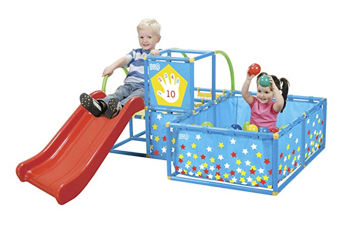 Eezy Peezy Active Play 3 in 1 Jungle Gym PlaySet – Includes Slide, Ball Pit, & Toss Target with 50 Colorful Balls