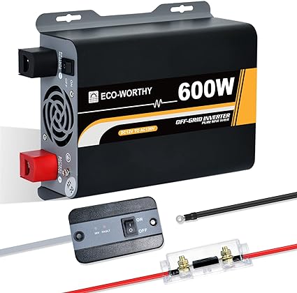 ECO-WORTHY 600W Pure Sine Wave Power Inverter - AC Outputs, LED Indicators, USB Output Port, Remote Display and Dual Cooling Fans, Perfect for Home, RV, Shed, Villa, Truck and Off-Grid