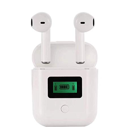 Wsejy TWS mini Wireless Earbuds, Bluetooth 5.0 Stereo Headset with Auto Pairing Stereo Calls and Built-in Mic LCD Display Charging Case, True Wireless Earphone