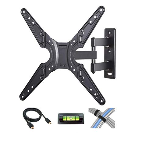 Atlantic Full Motion Tilt-Swivel TV Wall Mount for 26-52 inch Flat Screen TVs with 6 Foot HDMI Cable, Cable Ties and Leveler PN63607149