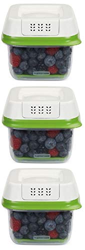 Rubbermaid FreshWorks Produce Saver Food Storage Container, Small, 2.5 Cup, 1920480, Green, 3 Pack