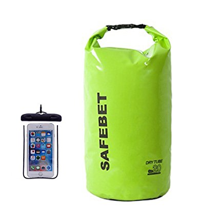 SAFEBET Waterproof Dry Bag with Wide Strap for Kayaking Boating Fishing Rafting Swimming Floating Camping with Free Cell Phone Case Dry Bag