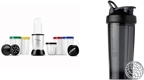 Magic Bullet Blender, Mixer & Mini-Food Processor In-One (17-Piece Set) & BlenderBottle Pro Series Shaker Bottle, 28-Ounce, Black