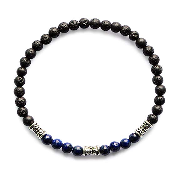 Me&Hz Lava Rock 7 Chakra Beads Healing Bracelets Yoga Meditation Prayer 4mm Stretch Bracelet for Women