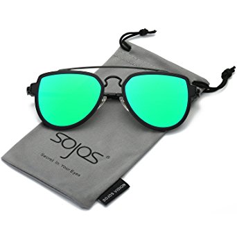 SojoS Fashion Aviator Sunglasses Polarized Mirrored Lens Double Bridge SJ1051